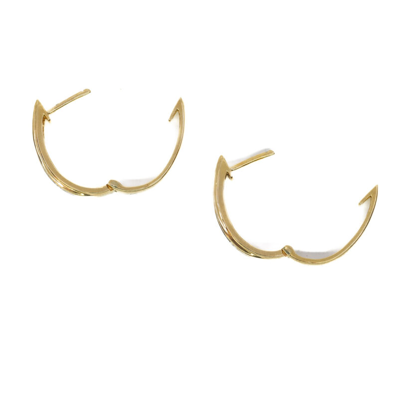 18ct Yellow Gold Diamond Oval Huggie Hoop Earrings #63749