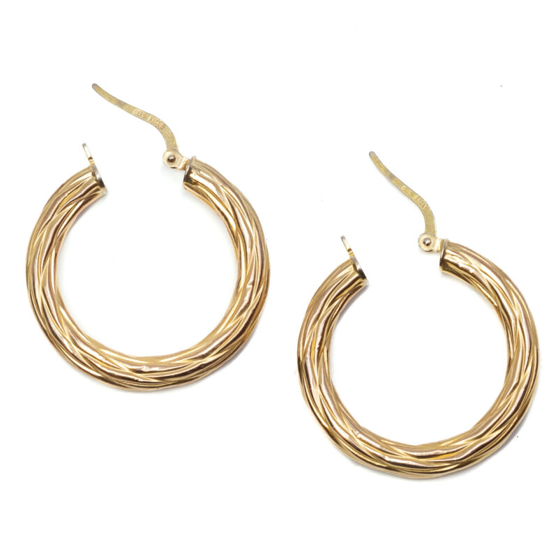 9ct Yellow Gold Twist Hoop Earrings #64249