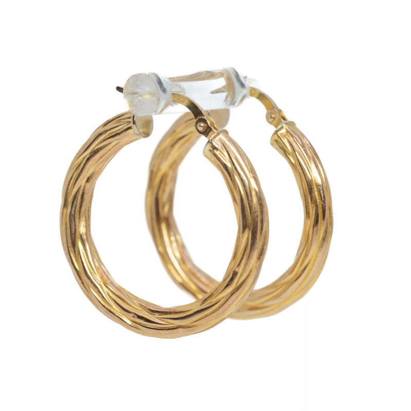 9ct Yellow Gold Twist Hoop Earrings #64249