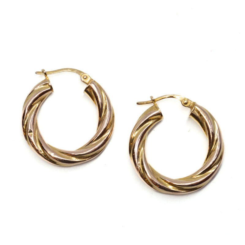 9ct Yellow Gold Twist Hoop Earrings #64251