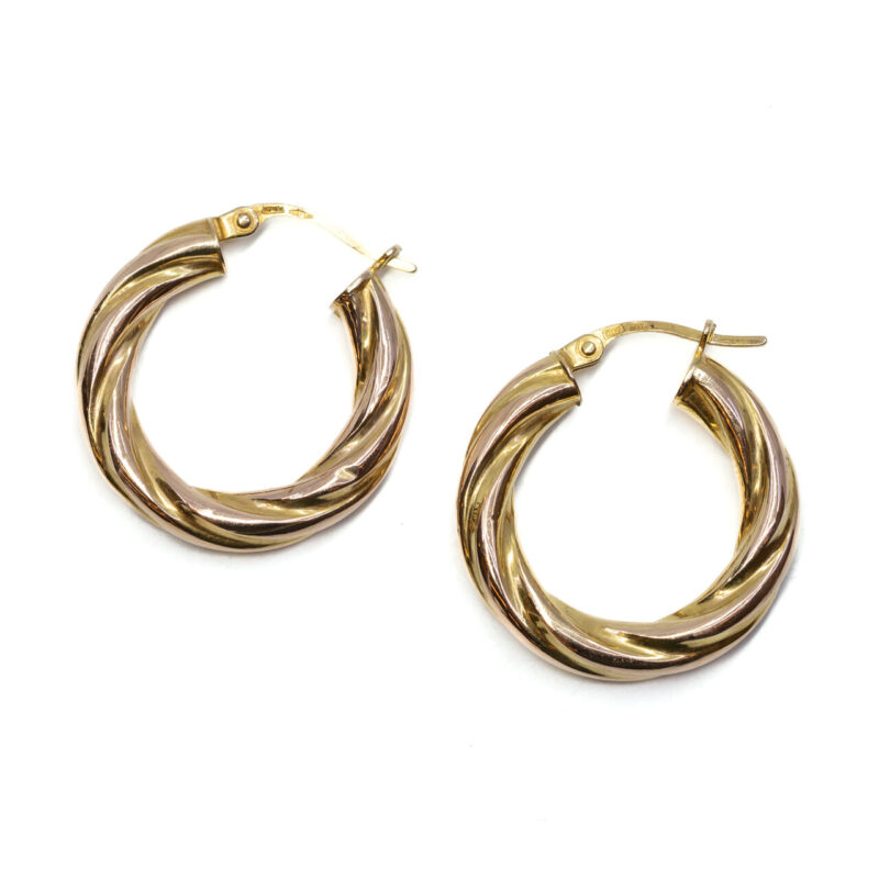 9ct Yellow Gold Twist Hoop Earrings #64251