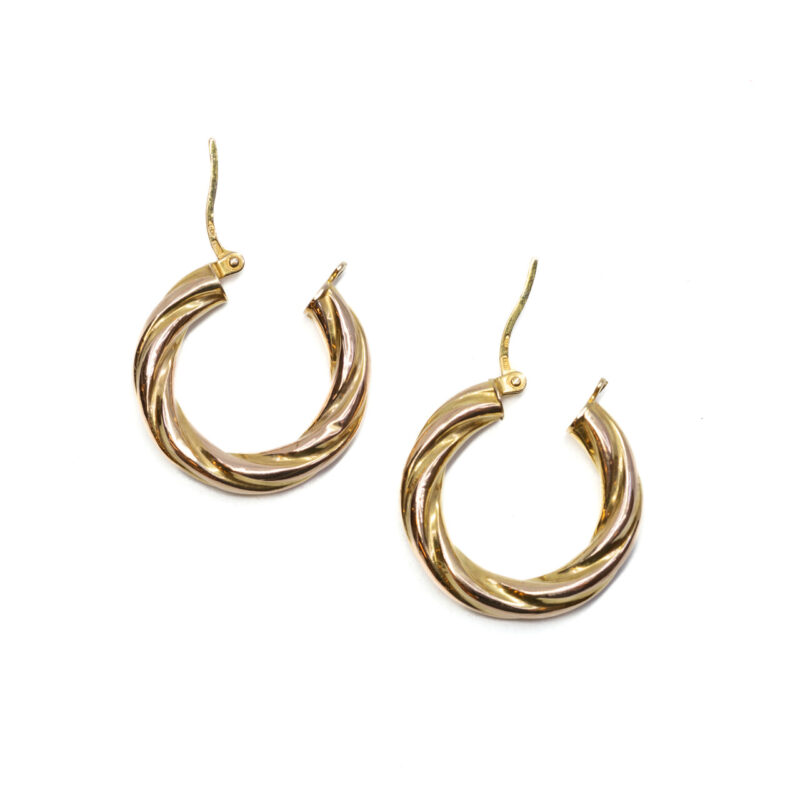 9ct Yellow Gold Twist Hoop Earrings #64251