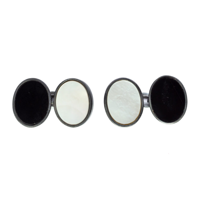 Links London Black Steel Mother of Pearl & Onyx Cufflinks in Box #63000