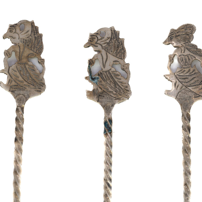 Set of 4 Vintage 800 Silver Teaspoons Ornate Mythical Creatures & Leaf Design #63800