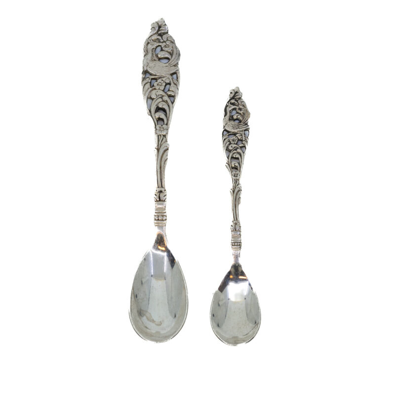 Vintage Gero 90 Silver Plated Peacock Design Teaspoon Set #63804