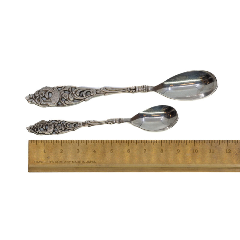 Vintage Gero 90 Silver Plated Peacock Design Teaspoon Set #63804