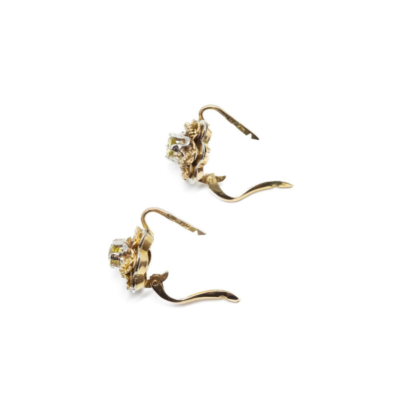 Vintage 18ct Yellow Gold Sapphire Flower Earrings #61060