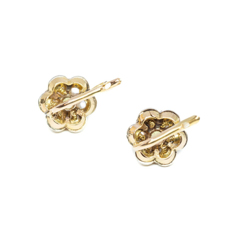 Vintage 18ct Yellow Gold Sapphire Flower Earrings #61060