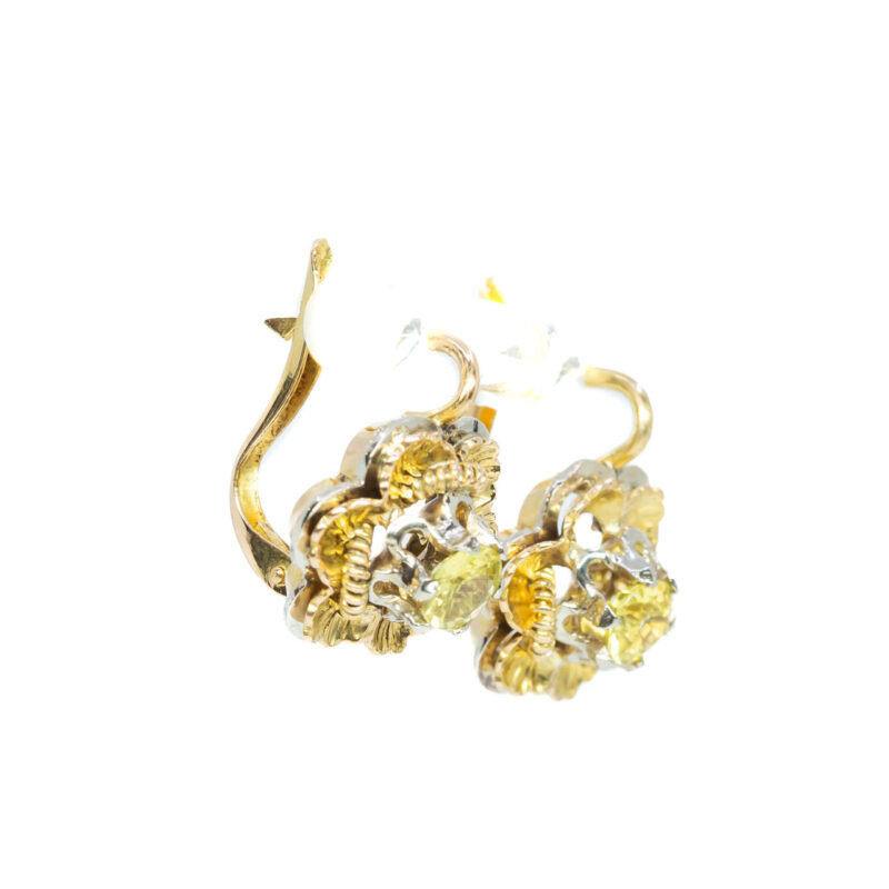 Vintage 18ct Yellow Gold Sapphire Flower Earrings #61060