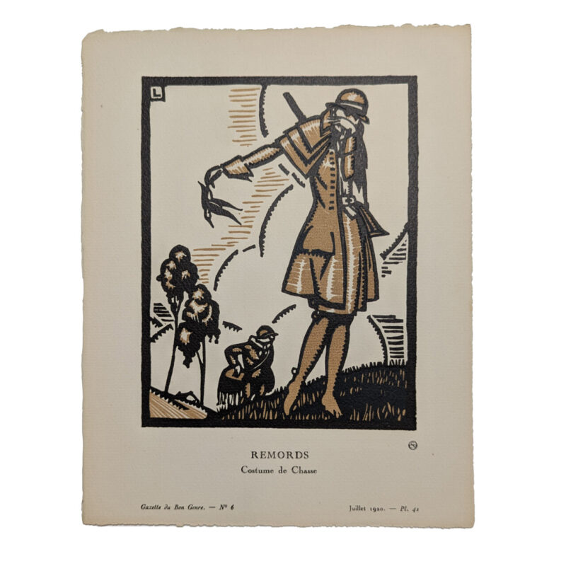 Gazette du Bon Ton (Genre) Fashion Print - Remords / Costume de Chasse 1920 #64767-9