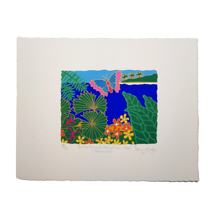 Butterfly & Coastal Rainforest Colourful Limited Print by Penny Hudson #64706