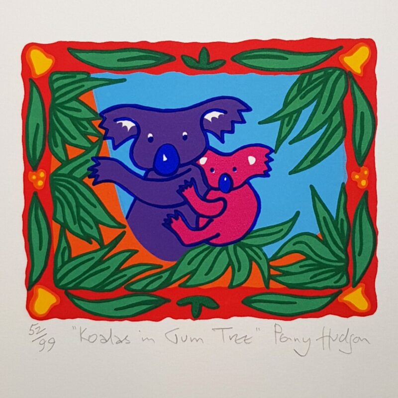 Koalas In Gum Tree Colourful Limited Print by Penny Hudson #64707