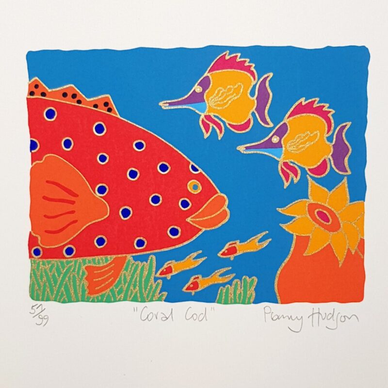 Coral Cod Fish Colourful Limited Print by Penny Hudson | Hand Signed #64709