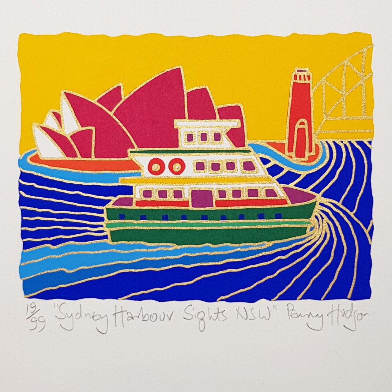 Sydney Harbour Sights NSW Colourful Limited Print by Penny Hudson | Hand Signed #64710 Sydney Harbour Sights NSW Colourful Limited Print by Penny Hudson | Hand Signed #64710 - Image 2