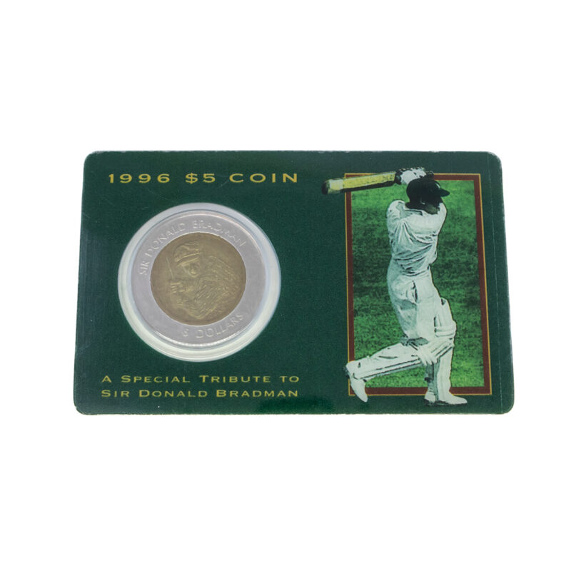 1996 Sir Donald Bradman Royal Australian Mint Carded $5 Bimetal Coin #64292-13