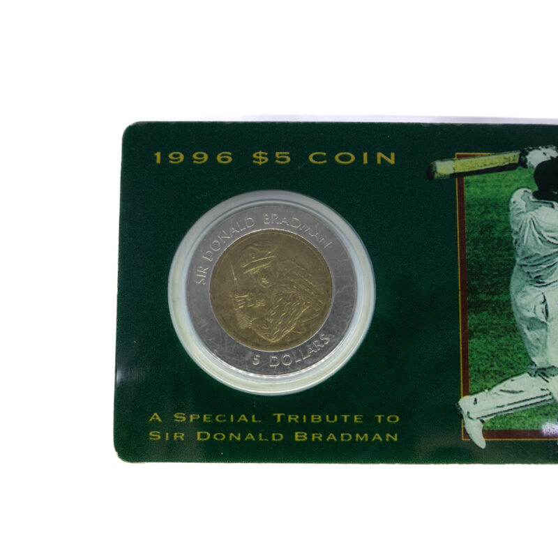 1996 Sir Donald Bradman Royal Australian Mint Carded $5 Bimetal Coin #64292-13