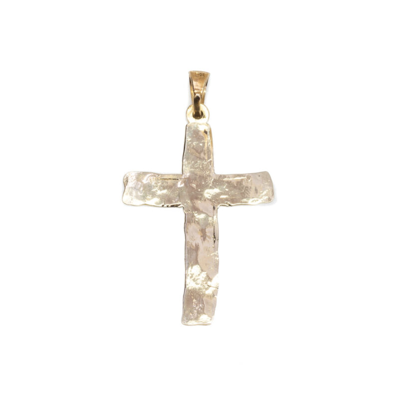 9ct Yellow Gold Hammer Finished Cross Pendant #64211