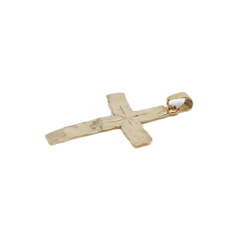 9ct Yellow Gold Hammer Finished Cross Pendant #64211