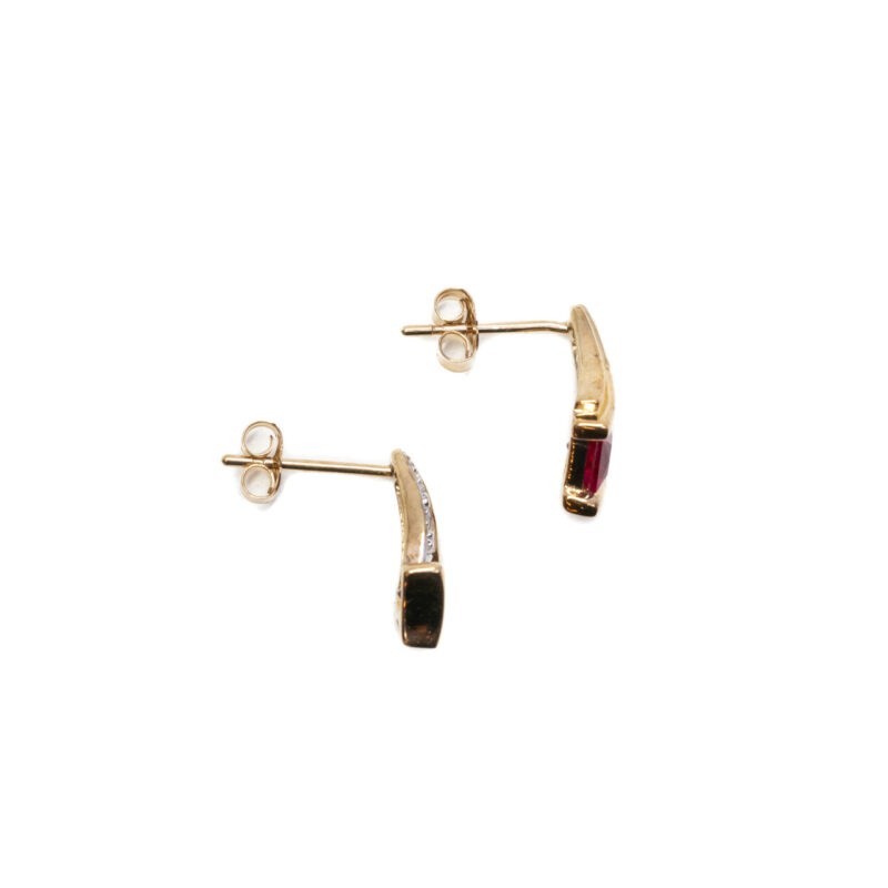 9ct Yellow Gold Ruby & Diamond Stud Earrings #64207