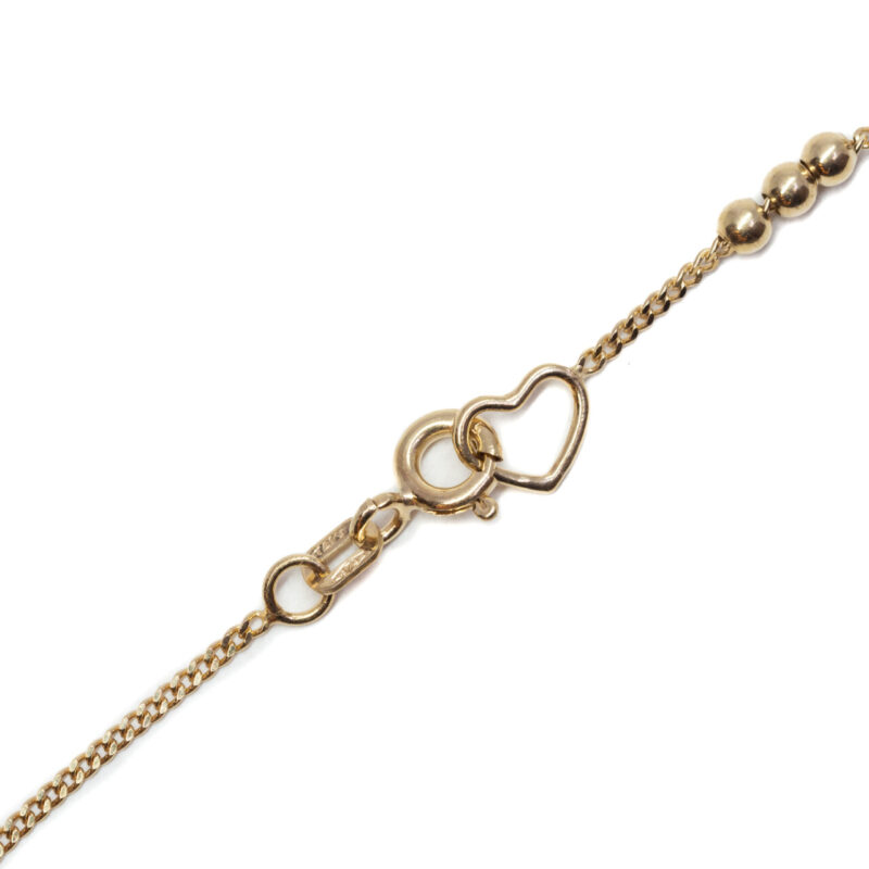 9ct Yellow Gold Curb Link Heart & Ball Anklet #64210