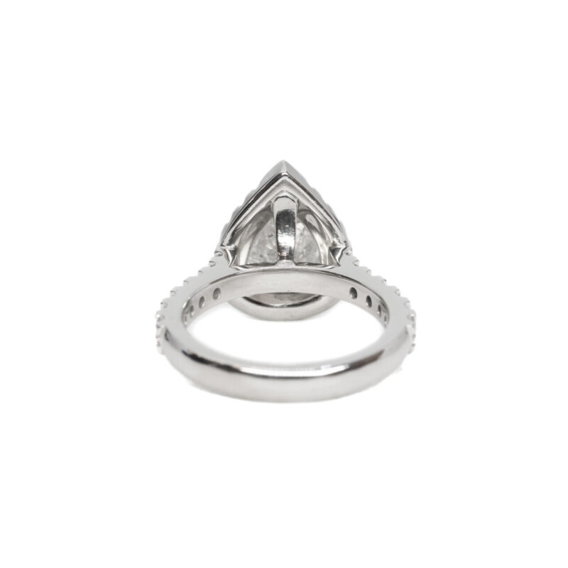 18ct White Gold 2.48ct TDW Pear Cut Diamond Halo Ring Size H Val $14970 #64528