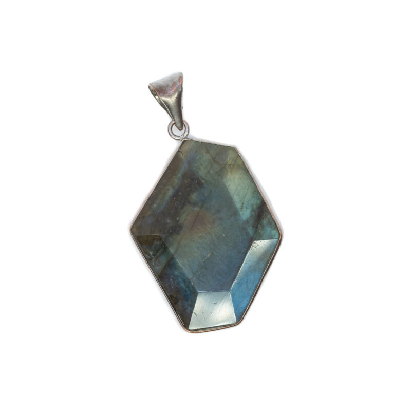 Hexagonal Shaped Labradorite In Silver plated Metal #64313