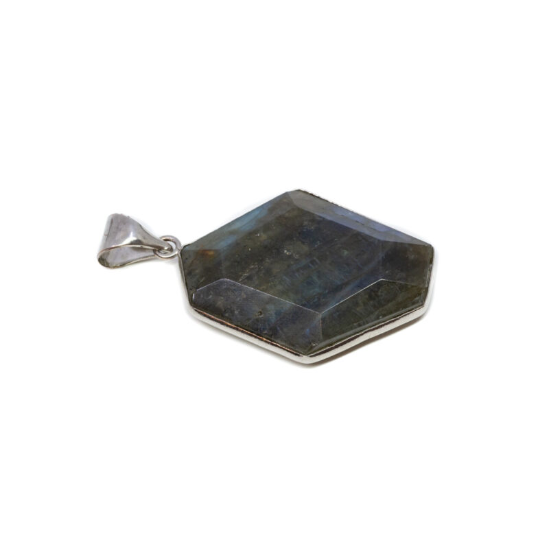 Hexagonal Shaped Labradorite In Silver plated Metal #64313