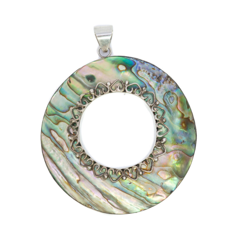 Sterling Silver Large Paua Shell Pendant #64307