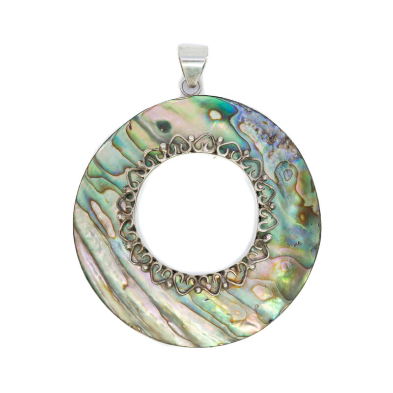 Sterling Silver Large Paua Shell Pendant #64307