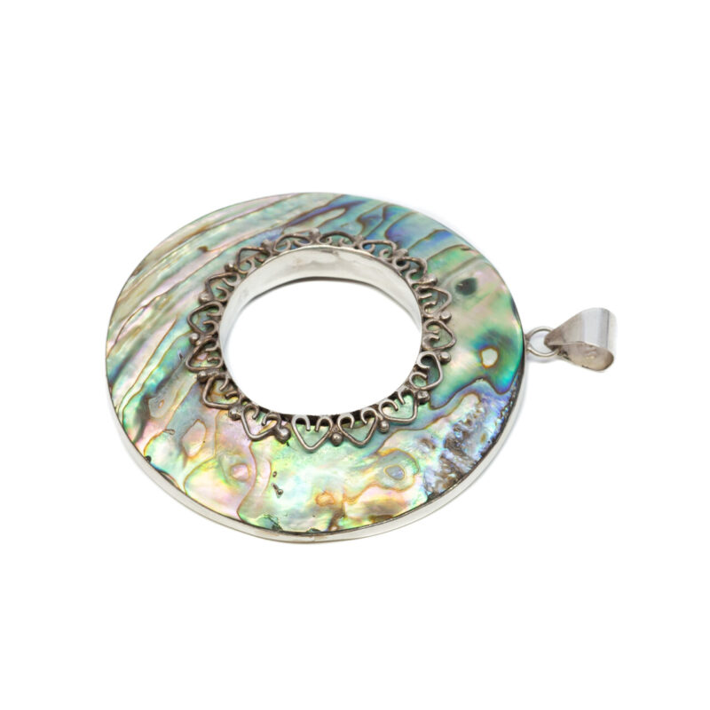 Sterling Silver Large Paua Shell Pendant #64307