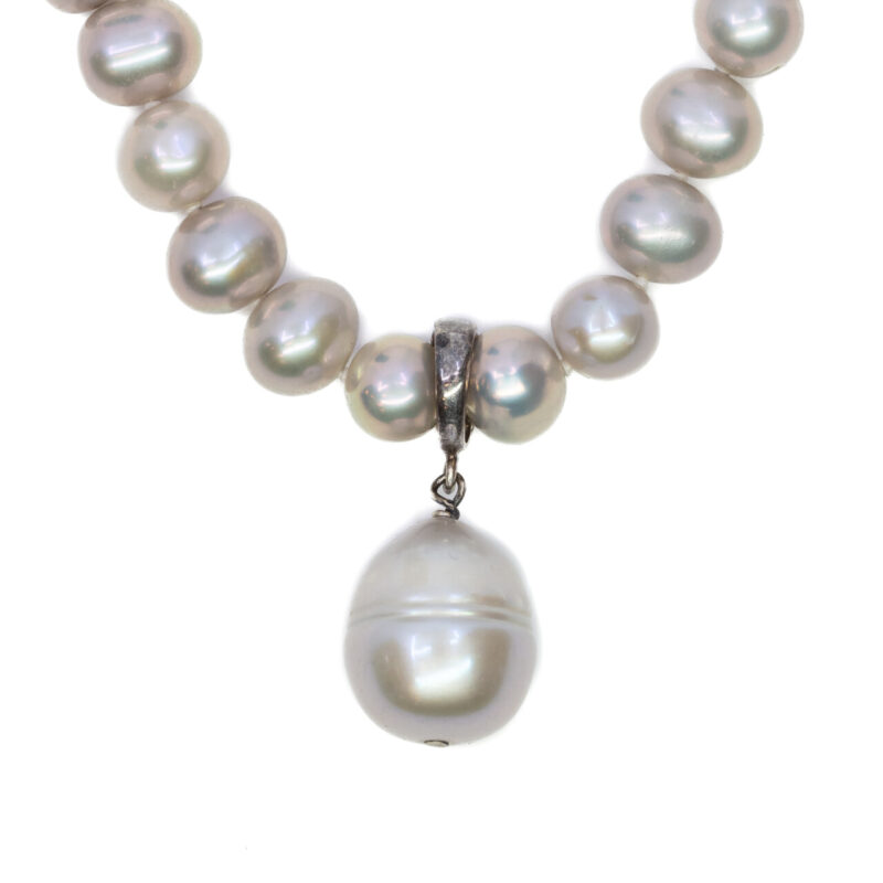 Sterling Silver Freshwater Pearl Necklace & Pearl Enhancer 40cm #64614-3