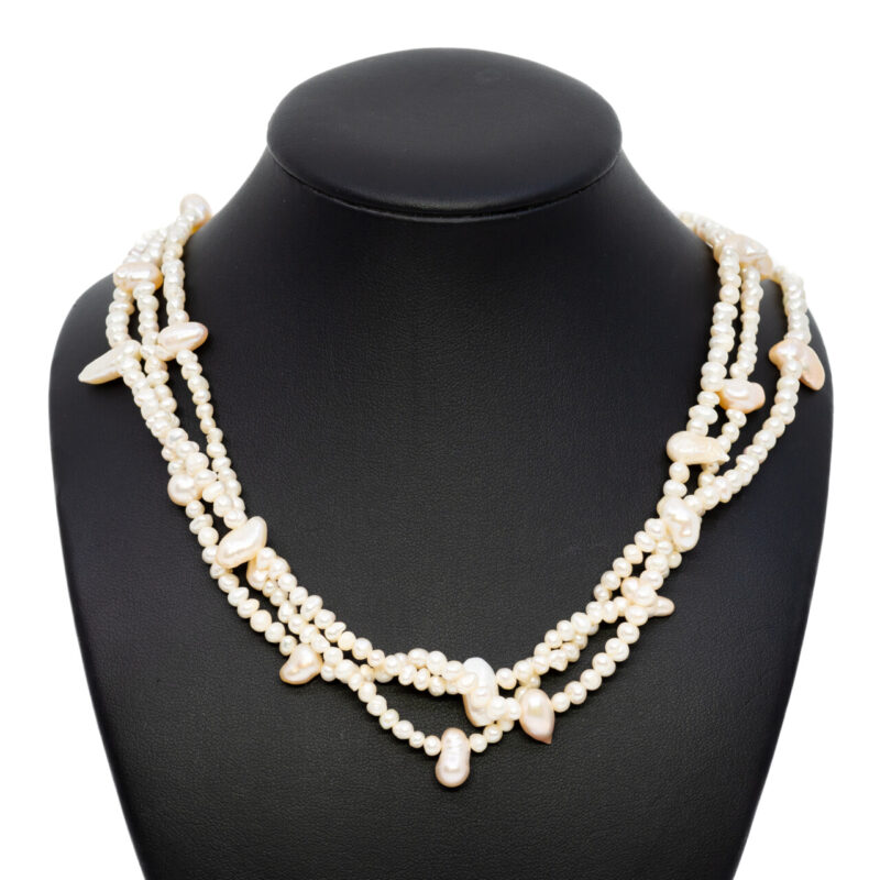 Freshwater 3 Strand Baroque Pearl Toggle Necklace 45cm #64614-1