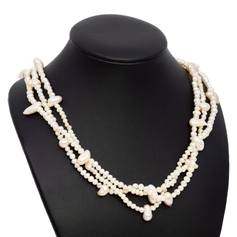 Freshwater 3 Strand Baroque Pearl Toggle Necklace 45cm #64614-1