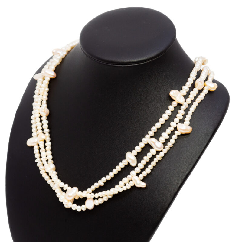 Freshwater 3 Strand Baroque Pearl Toggle Necklace 45cm #64614-1