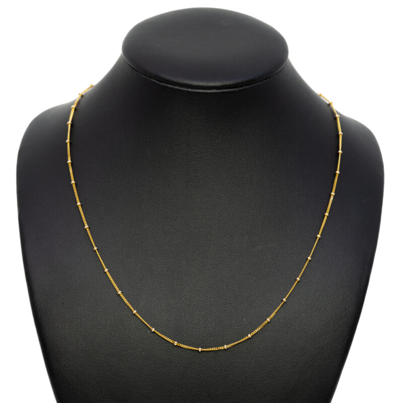 9ct Yellow Gold Curb link Ball Chain Necklace 45cm #63797