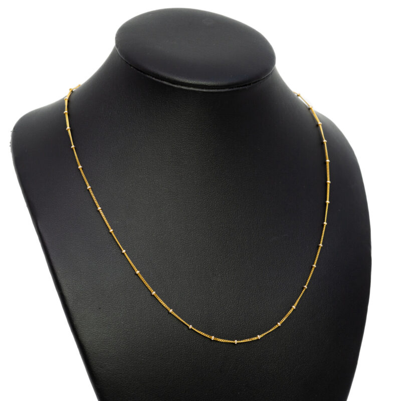 9ct Yellow Gold Curb link Ball Chain Necklace 45cm #63797