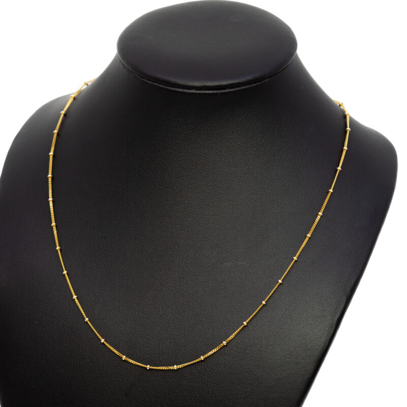 9ct Yellow Gold Curb link Ball Chain Necklace 45cm #63797