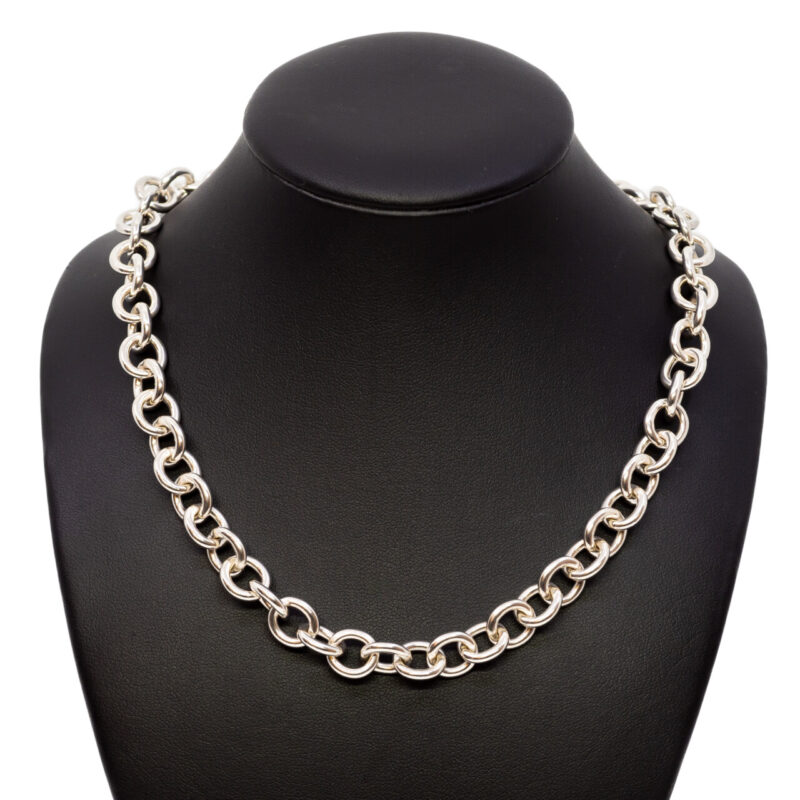 Sterling Silver Large Cable Link Chain Necklace 43cm #6201-4