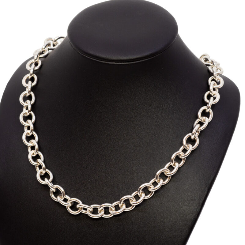 Sterling Silver Large Cable Link Chain Necklace 43cm #6201-4