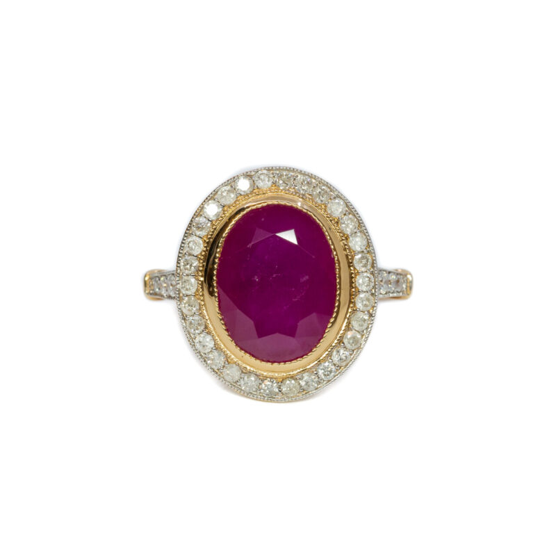 18ct Yellow Gold 5.0ct Ruby & Diamond Ring Valued $3900 Size O 1/2 #63016