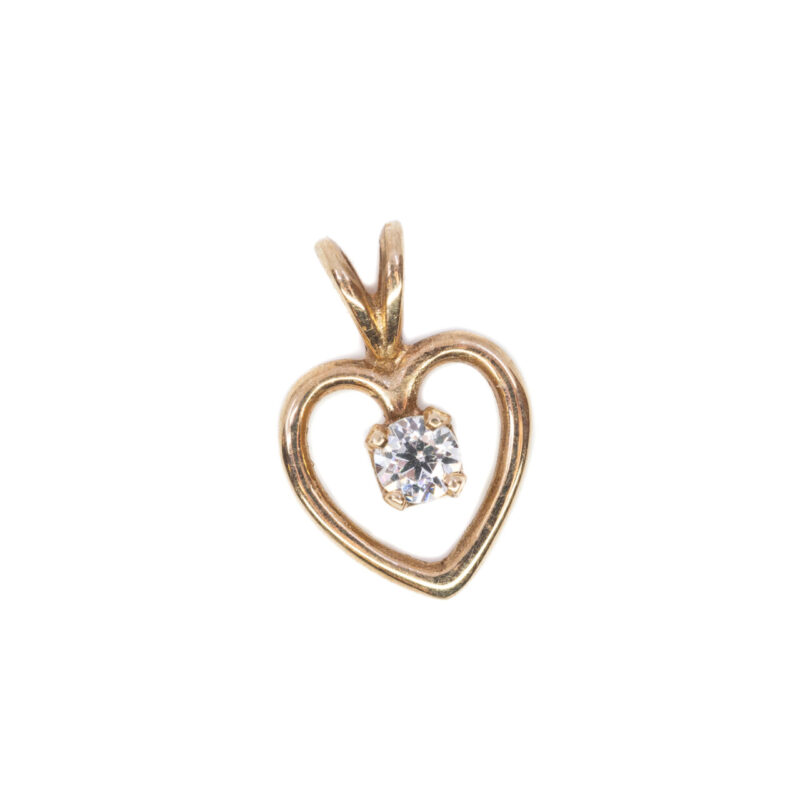 9ct Yellow Gold Cubic Zirconia Love Heart Pendant #3048-2