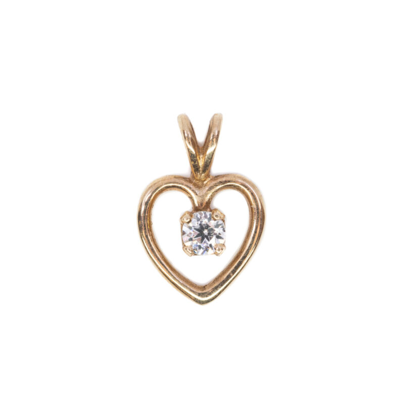 9ct Yellow Gold Cubic Zirconia Love Heart Pendant #3048-2