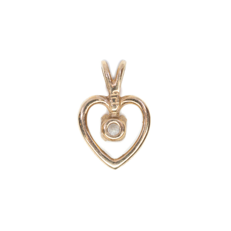 9ct Yellow Gold Cubic Zirconia Love Heart Pendant #3048-2