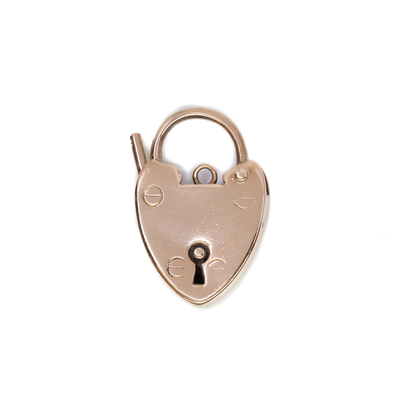 Vintage 9ct Rose Gold Love Heart Clasp Padlock Pendant #7319-5 Vintage 9ct Rose Gold Love Heart Clasp Padlock Pendant #7319-5