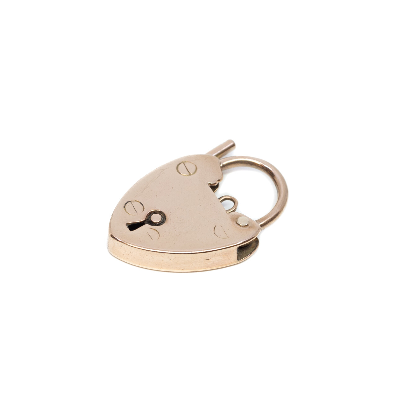Vintage 9ct Rose Gold Love Heart Clasp Padlock Pendant #7319-5 Vintage 9ct Rose Gold Love Heart Clasp Padlock Pendant #7319-5 - Image 5