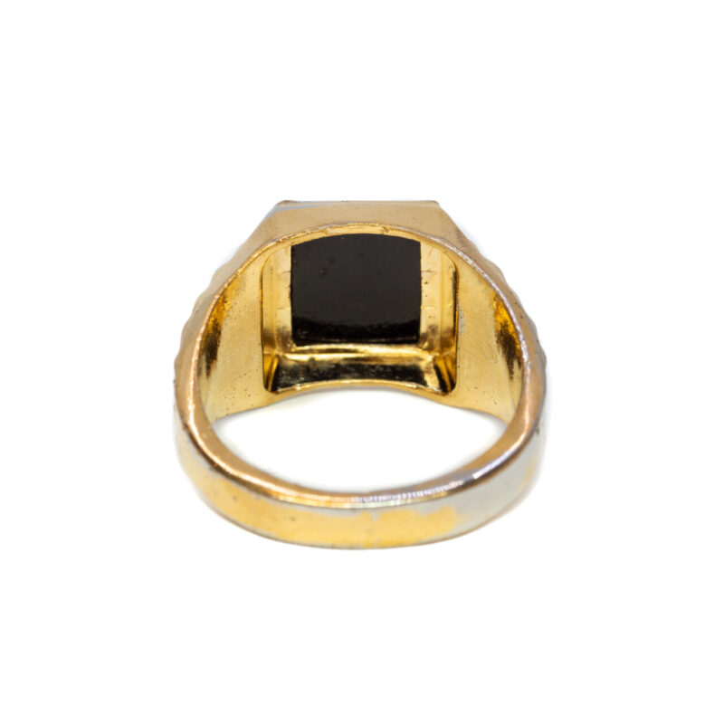 Yellow Gold-Plated Hematite Signet Ring Size X1/2 #3000-1