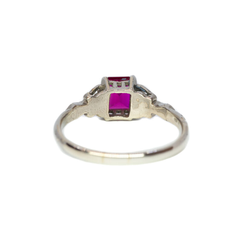 Sterling Silver Synthetic Ruby Ring Size R #64182