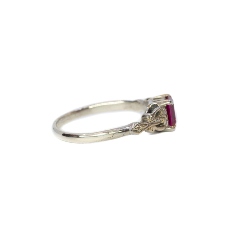 Sterling Silver Synthetic Ruby Ring Size R #64182