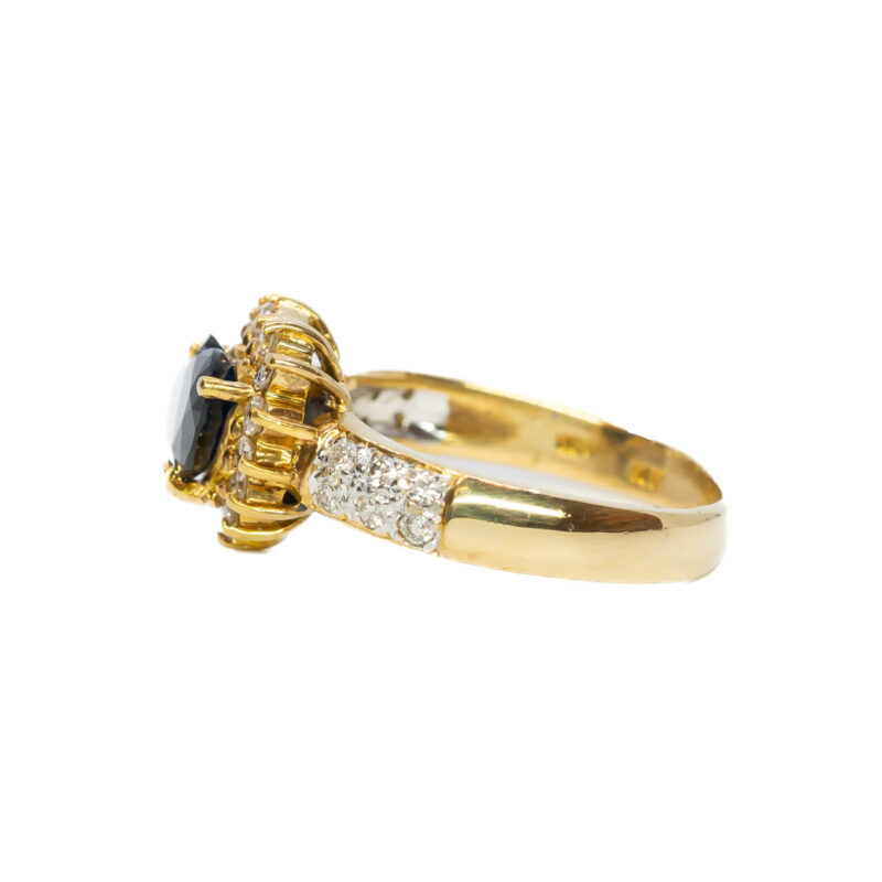 18ct Yellow Gold Sapphire and Diamond Heart Ring Size I #64670