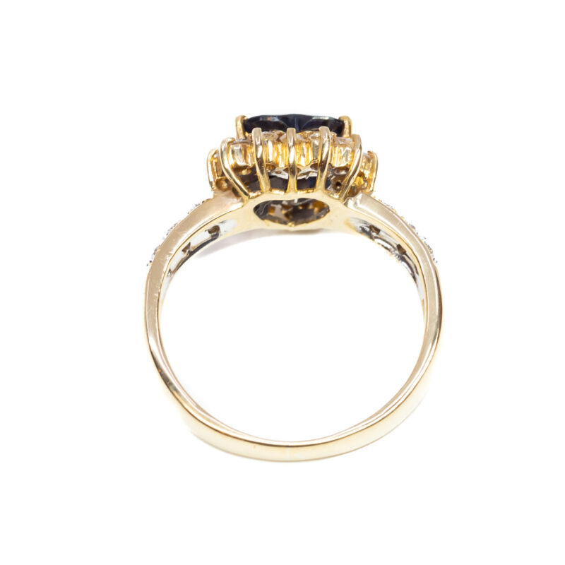 18ct Yellow Gold Sapphire and Diamond Heart Ring Size I #64670